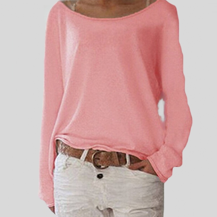 Jersey ligero de otoño elegante con cuello redondo