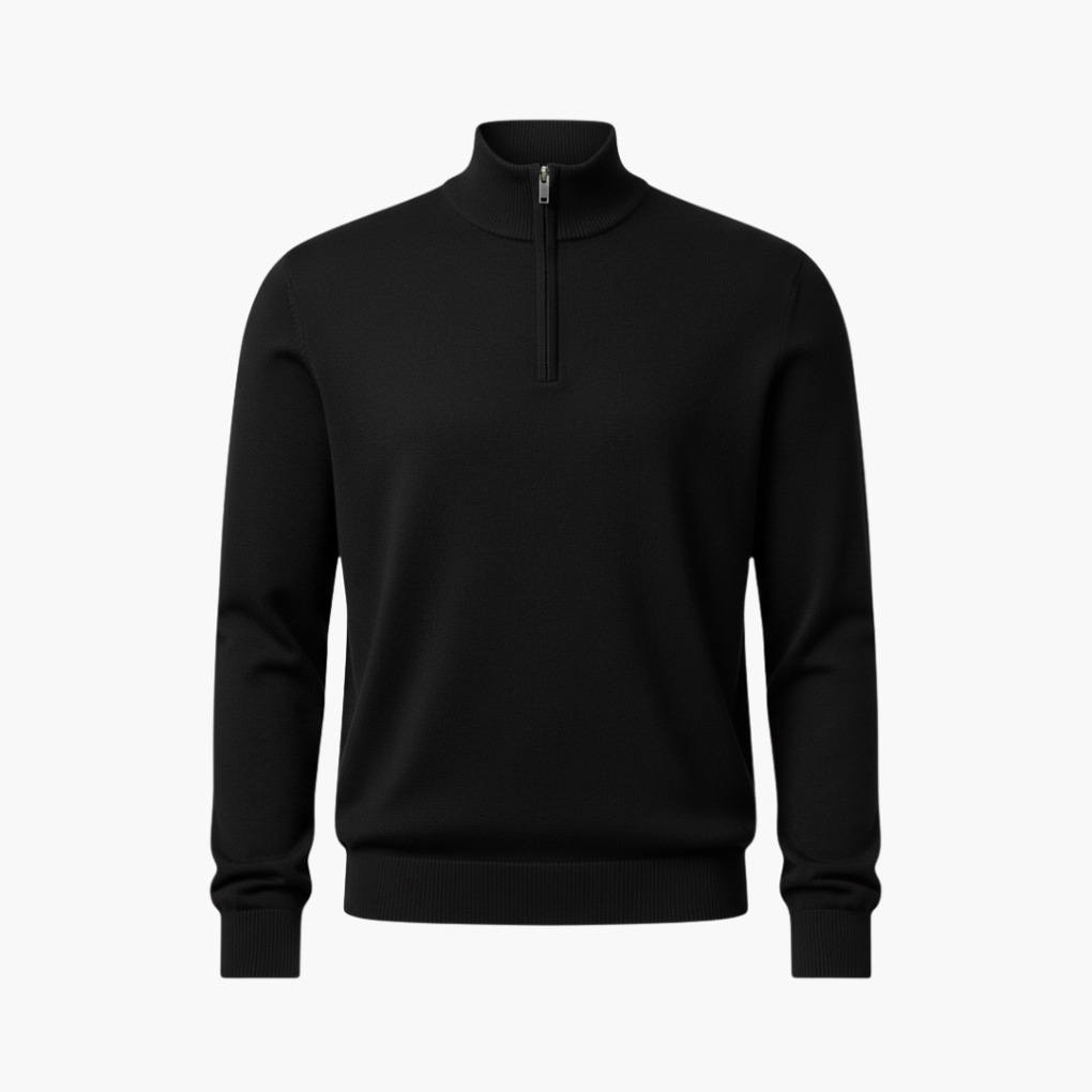 Jersey para hombre con media cremallera y acabado acanalado