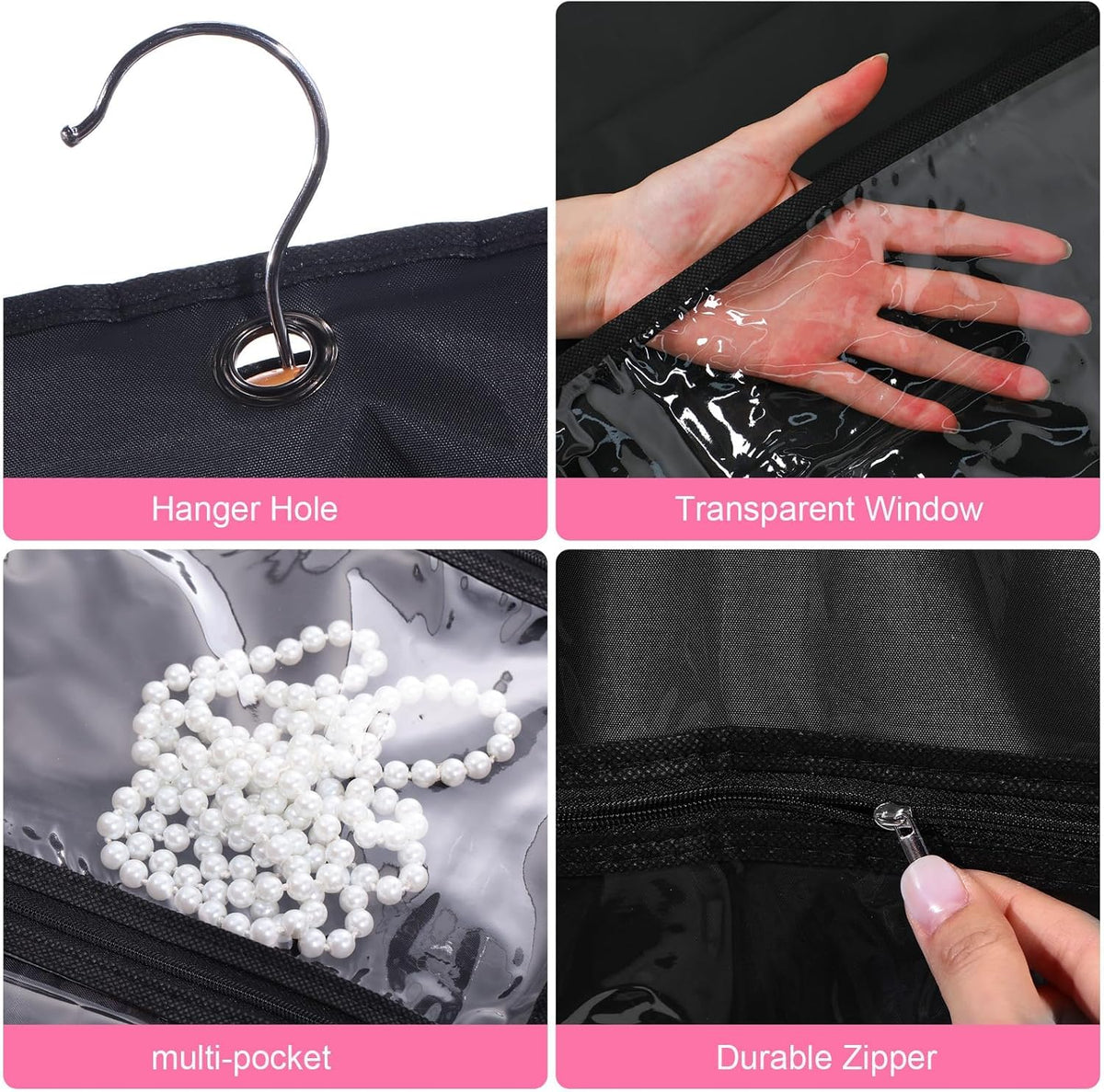 Juego de 5 fundas portatrajes y para ropa unisex con bolsillos transparentes y ojal para plegar