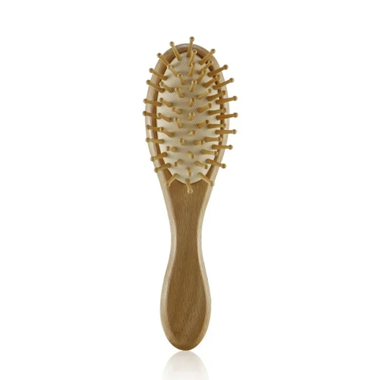 Juego de cepillos suaves para el pelo de bebé recién nacido de madera y pelo natural