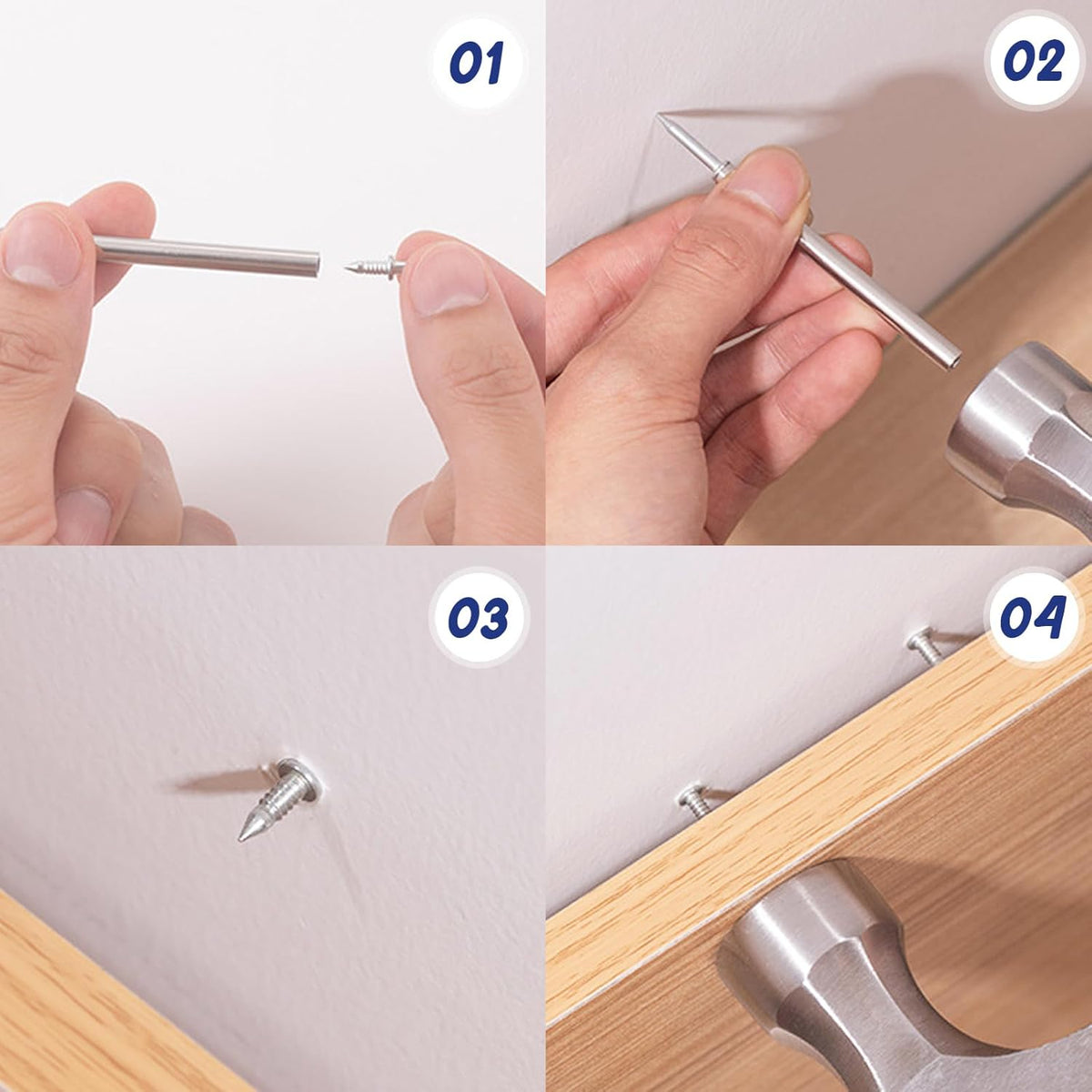 Juego de clavos para zócalos | Instalación con sistema de doble cabeza para rodapiés