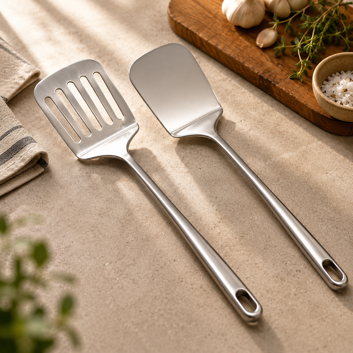 Juego de Espátulas de Cocina de Titanio Puro Versátiles para Altas Temperaturas