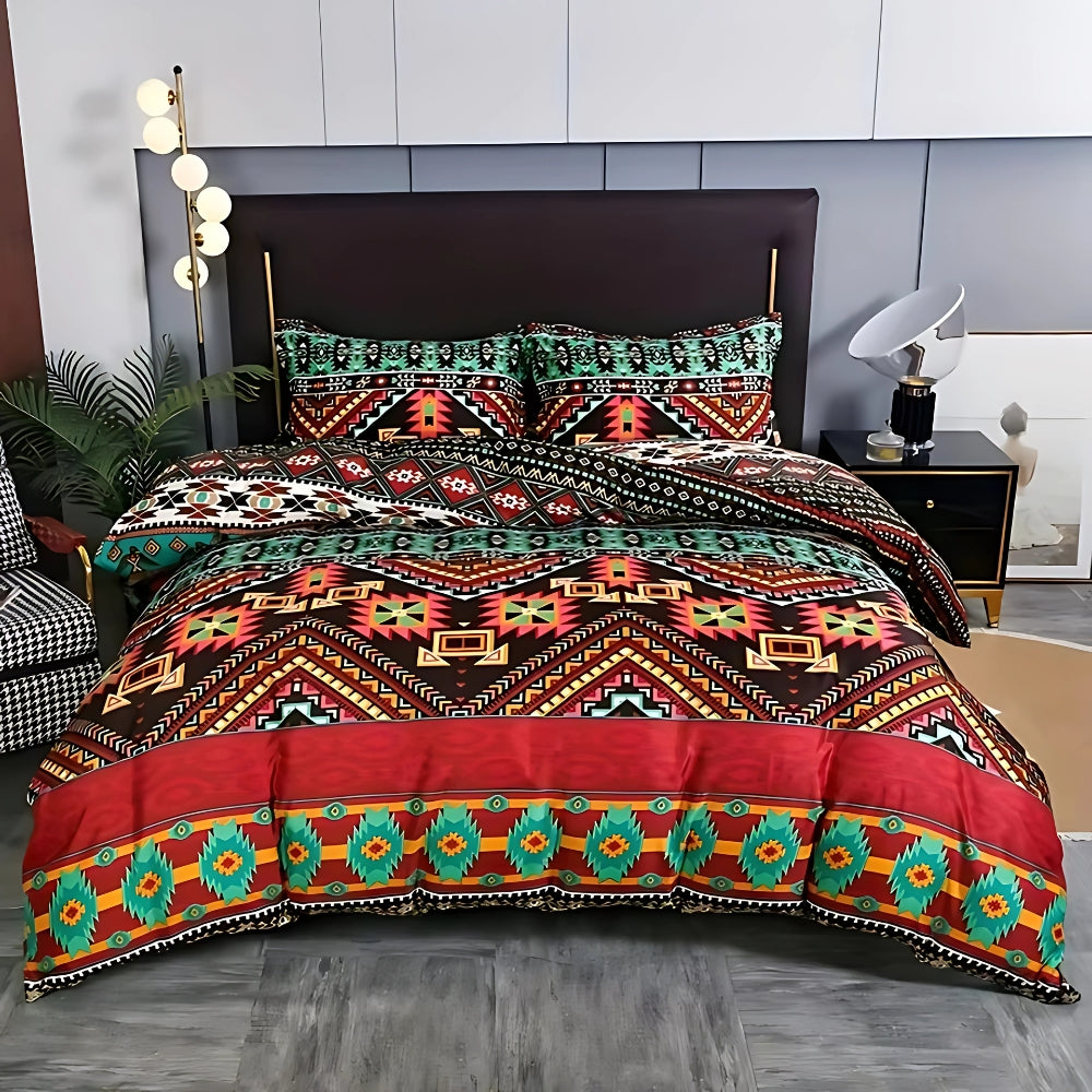 Juego de ropa de cama boho con estampado tribal
