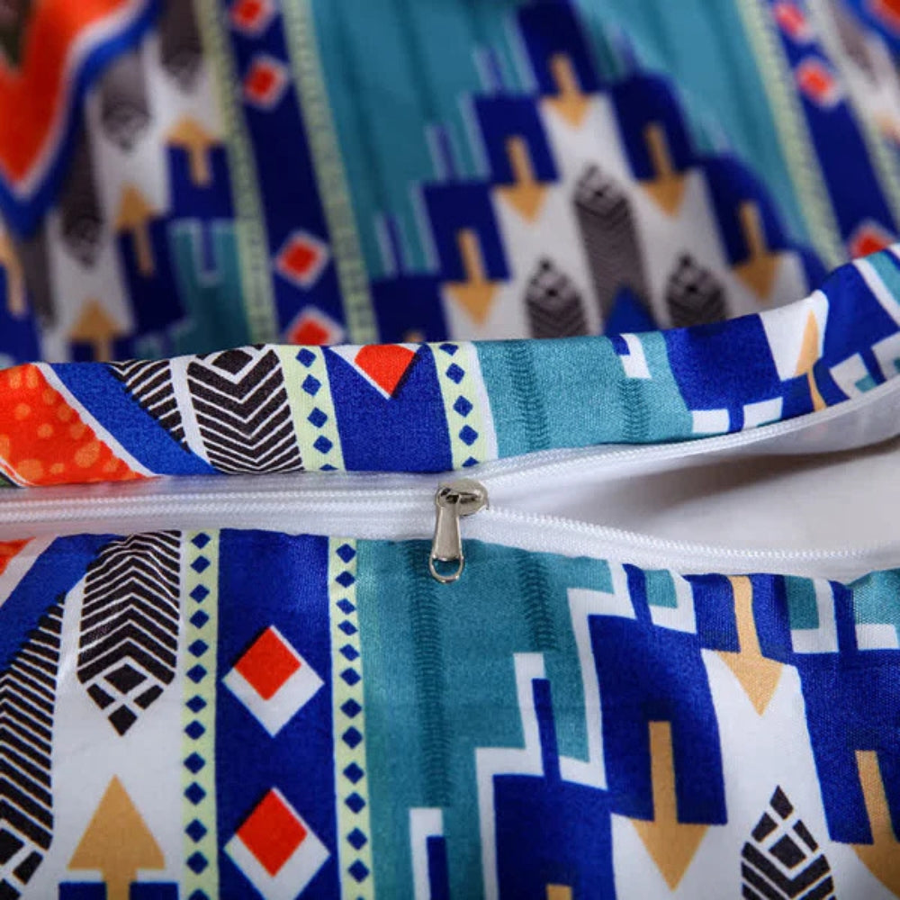 Juego de ropa de cama boho con estampado tribal