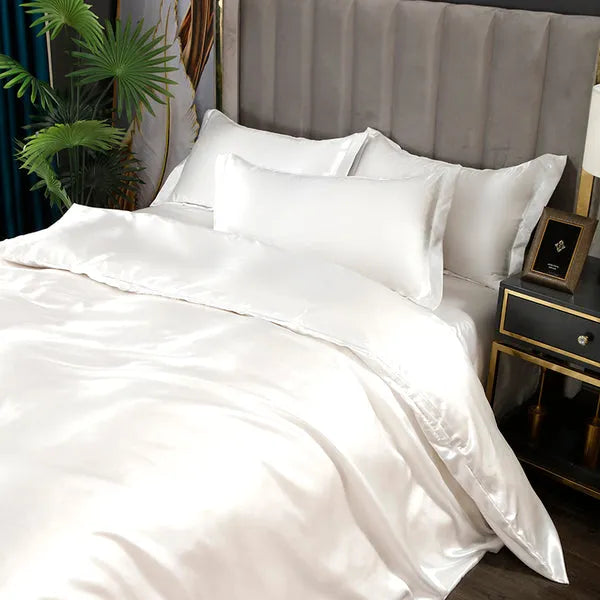 Juego de ropa de cama de seda de 4 piezas de 22 mommes