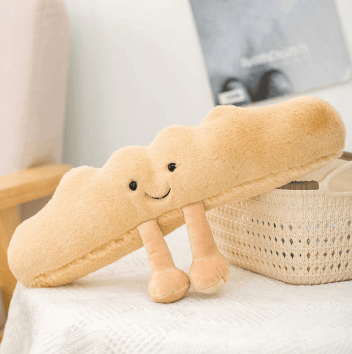 Juguete de peluche con forma de cruasán, suave compañero de abrazos para niños y adultos, color marrón y crema, hecho a mano