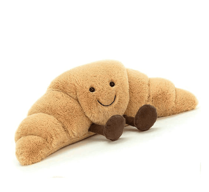 Juguete de peluche con forma de cruasán, suave compañero de abrazos para niños y adultos, color marrón y crema, hecho a mano