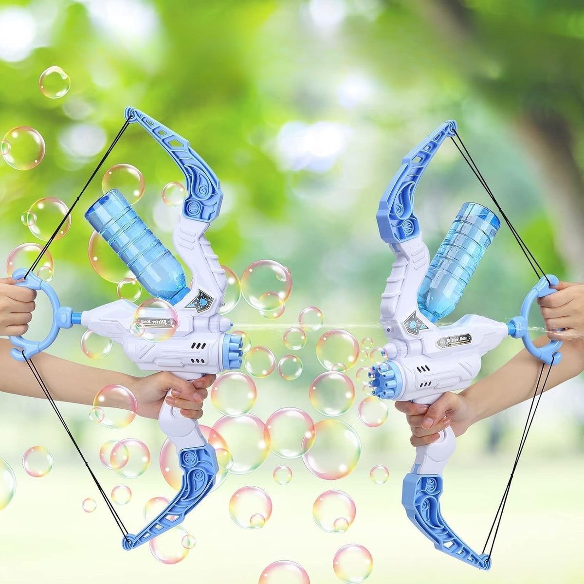 Juguete Pistola de Agua y Máquina de Burbujas 2 en 1 con Forma de Arco para Exteriores para Niños