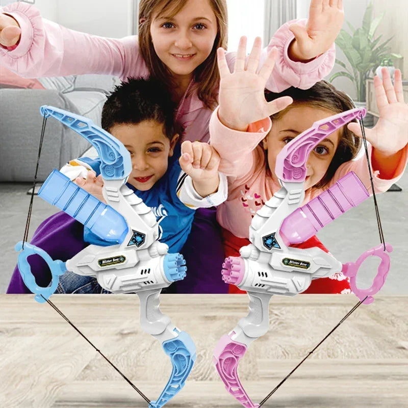 Juguete Pistola de Agua y Máquina de Burbujas 2 en 1 con Forma de Arco para Exteriores para Niños