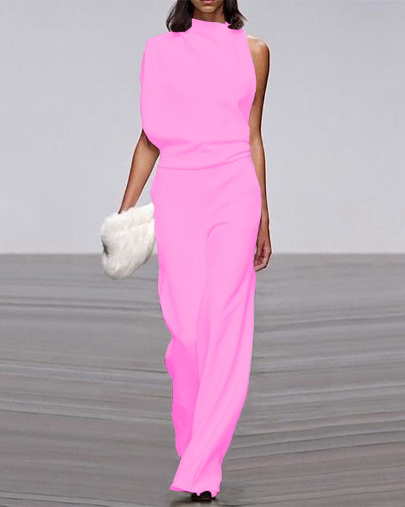 Jumpsuit elegante con cuello alto