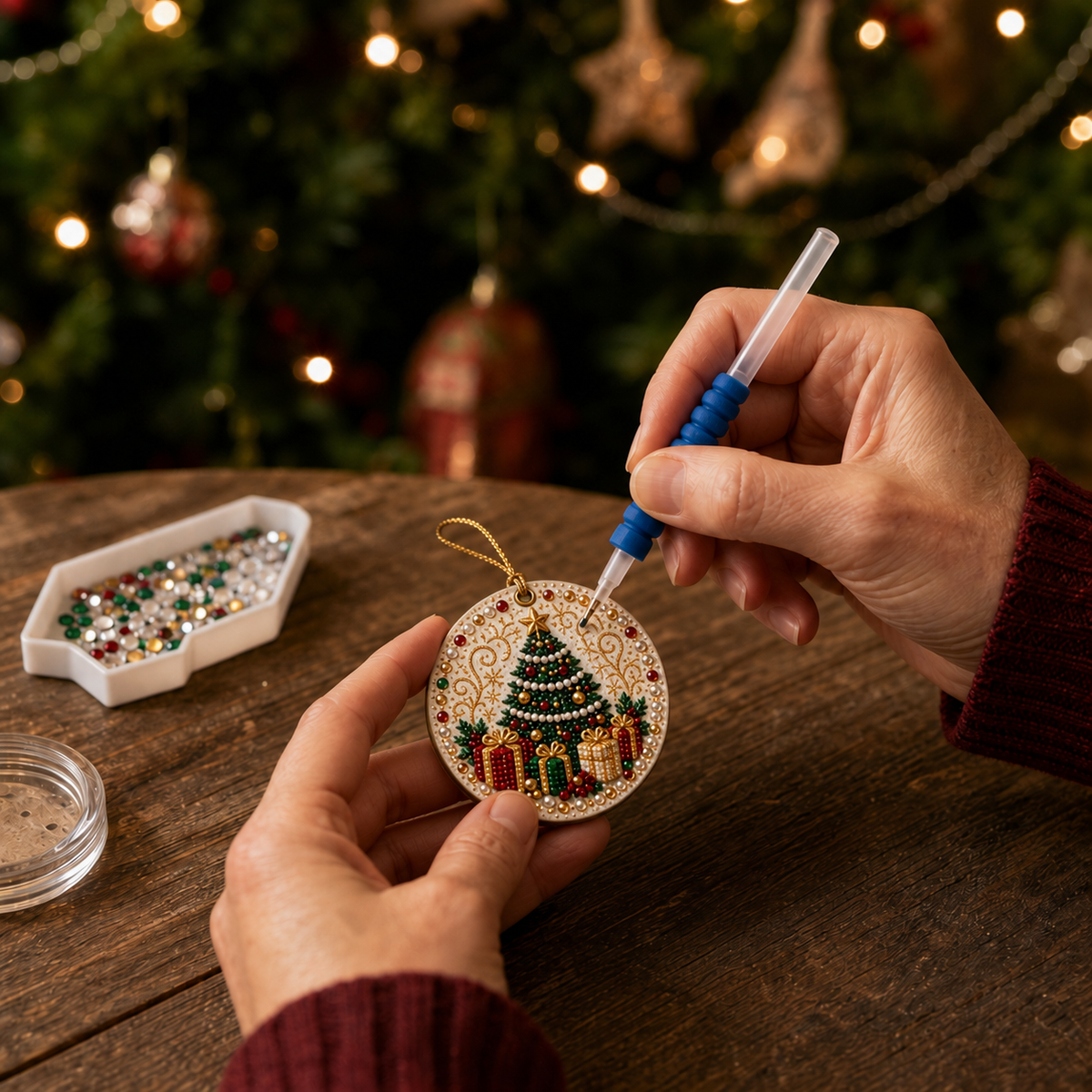 Kit de adornos navideños de pintura de diamantes (6 piezas)