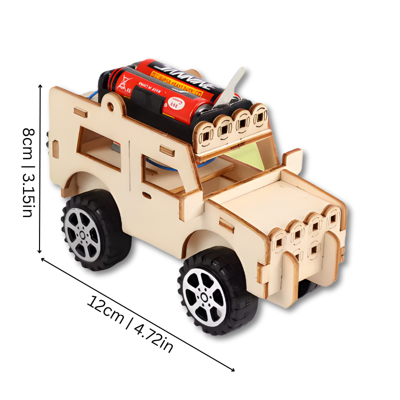 Kit de construcción de vehículo eléctrico de madera para niños DIY