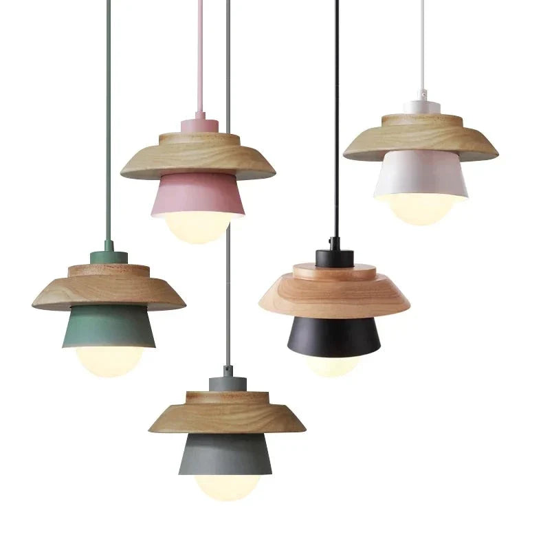 Lámpara colgante de madera de diseño natural nórdico