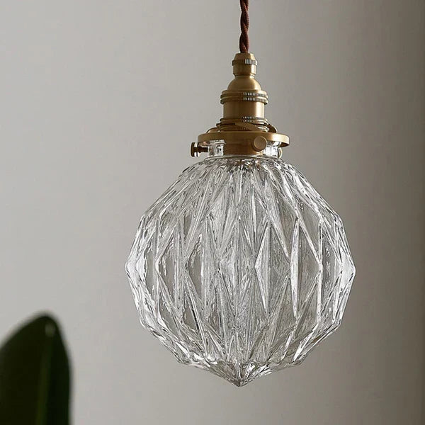 Lámpara colgante industrial con pantalla de cristal transparente
