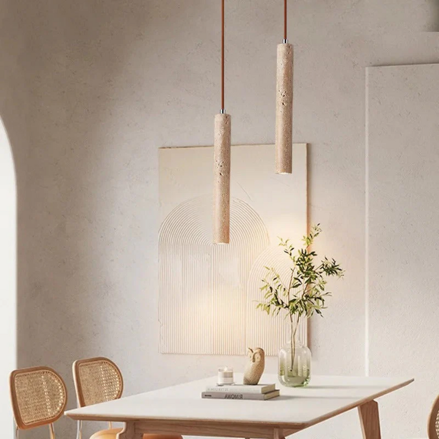 Lámpara colgante LED de travertino estilo wabi-sabi minimalista