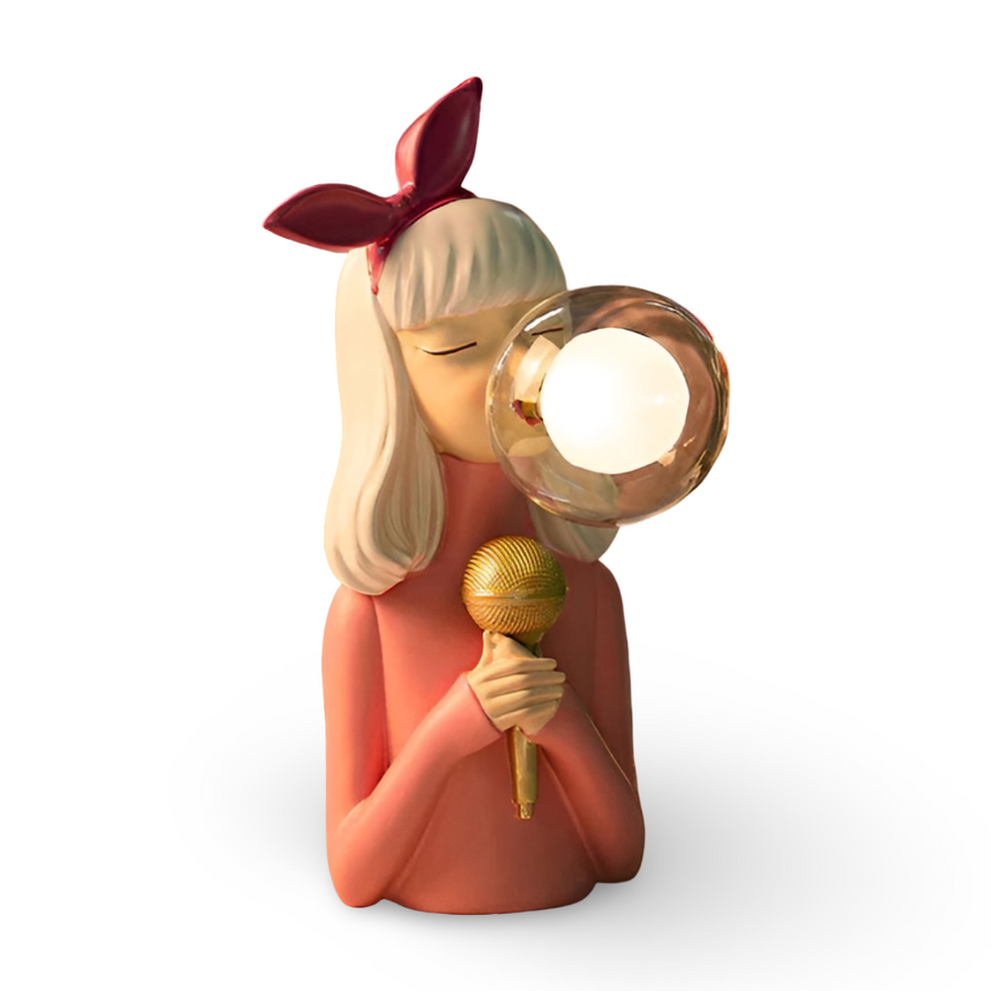 Lámpara de mesa de figura de niña de dibujos animados encantadora