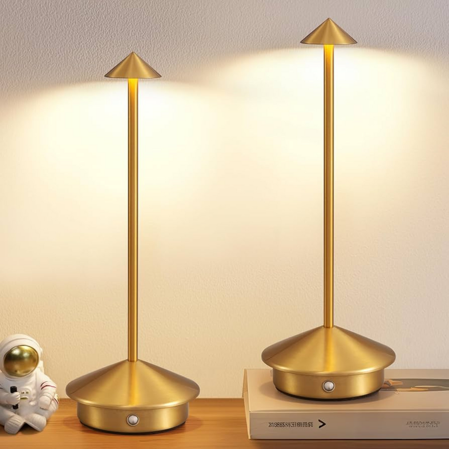 Lámpara de mesa inalámbrica con iluminación regulable y diseño resistente al agua