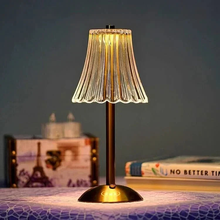 Lámpara de mesa LED de cristal recargable e inalámbrica