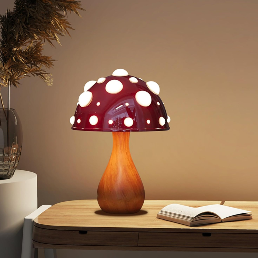 Lámpara de mesa LED en diseño de seta con luz blanca cálida