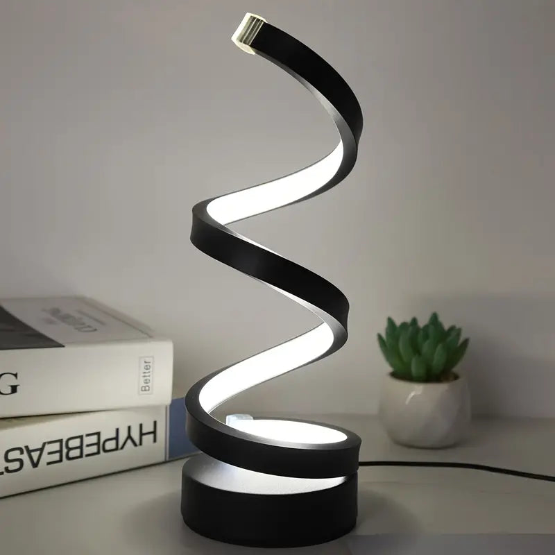 Lámpara de mesa LED en espiral – Lámpara de mesa moderna regulable con luz ambiental cálida para dormitorio o salón