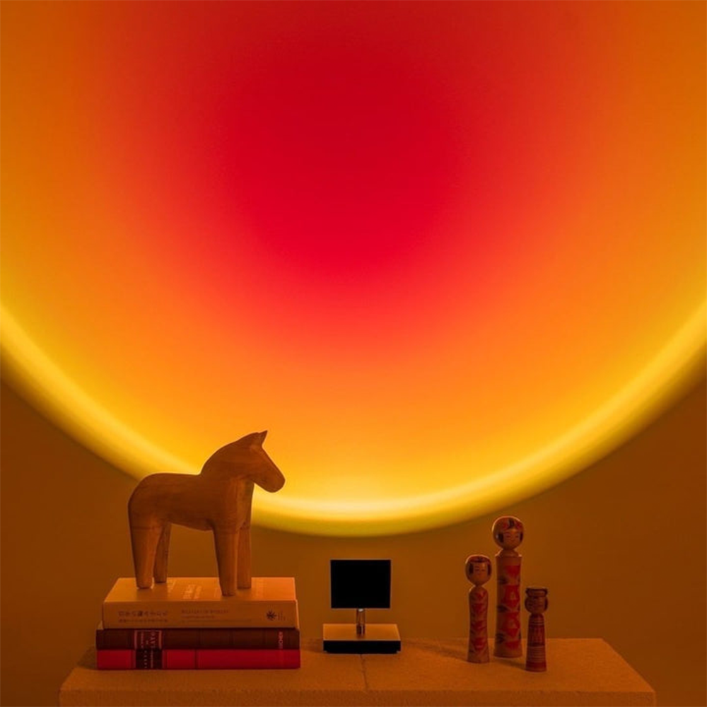 Lámpara de mesa LED retro con efecto atardecer