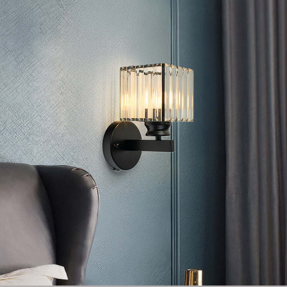 Lámpara de pared de cristal | Aplique moderno de vidrio e hierro