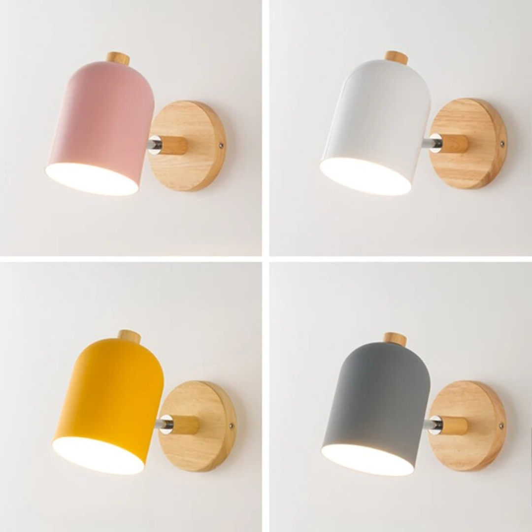 Lámpara de pared de madera con diseño minimalista escandinavo