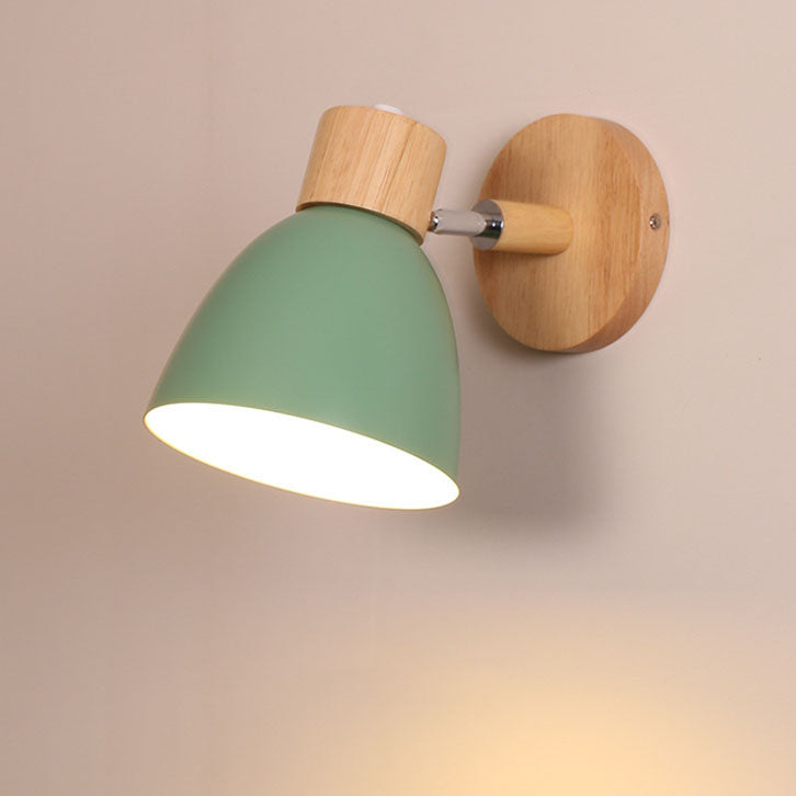 Lámpara de pared de metal y madera | Diseño cónico | E27 | Instalación fija | 230V | Estilo escandinavo minimalista