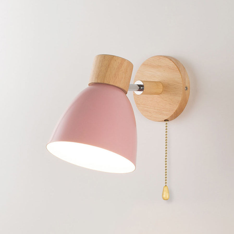 Lámpara de pared de metal y madera | Diseño cónico | E27 | Instalación fija | 230V | Estilo escandinavo minimalista