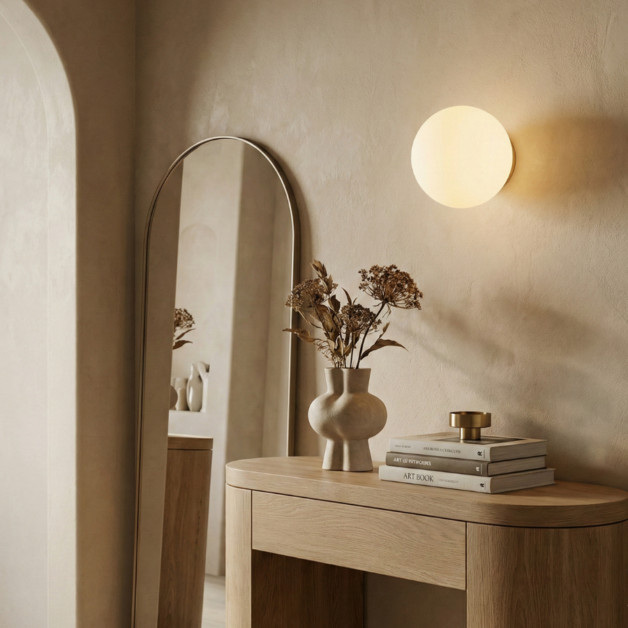 Lámpara de pared de vidrio minimalista para decoración de salón y dormitorio