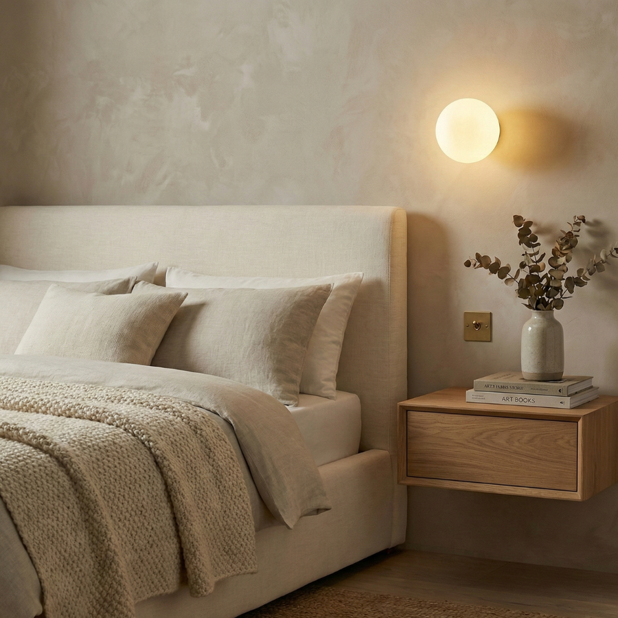 Lámpara de pared de vidrio minimalista para decoración de salón y dormitorio