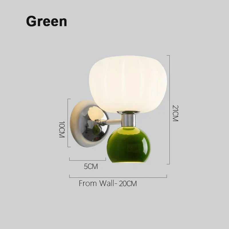 Lámpara de Pared Escandinava con Diseño de Calabaza | Aplique Moderno de Cristal y Metal
