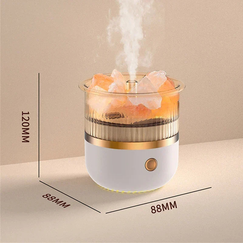Lámpara de sal del Himalaya y difusor de aceites esenciales, humidificador de aire ultrasónico USB para el hogar y la oficina