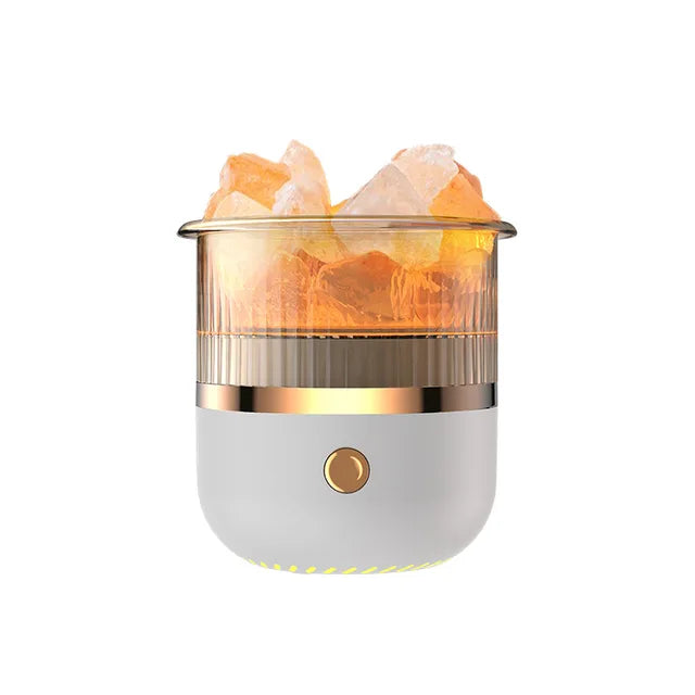 Lámpara de sal del Himalaya y difusor de aceites esenciales, humidificador de aire ultrasónico USB para el hogar y la oficina