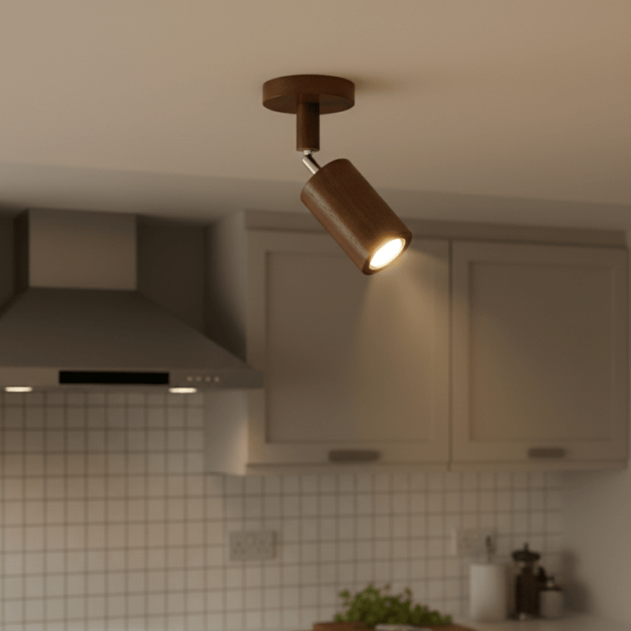 Lámpara de techo LED regulable de madera maciza