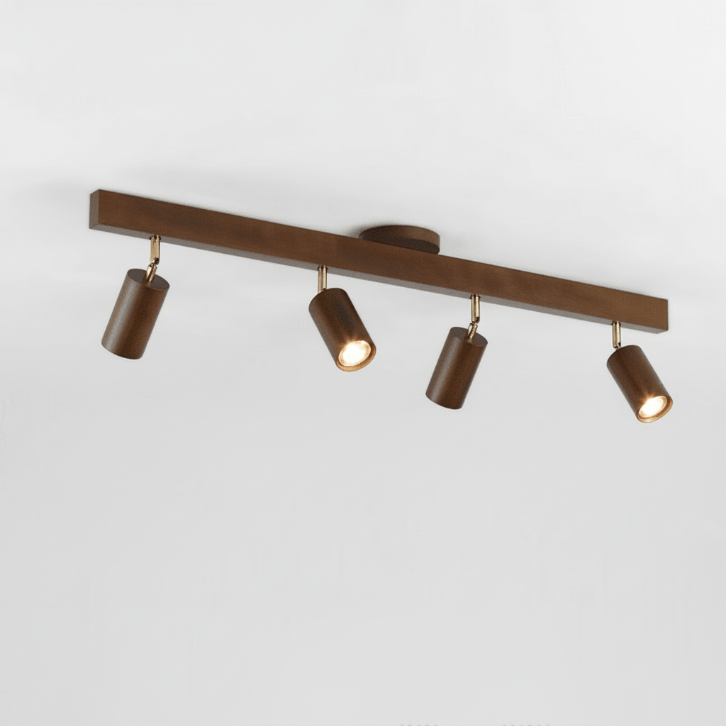 Lámpara de techo LED regulable de madera maciza