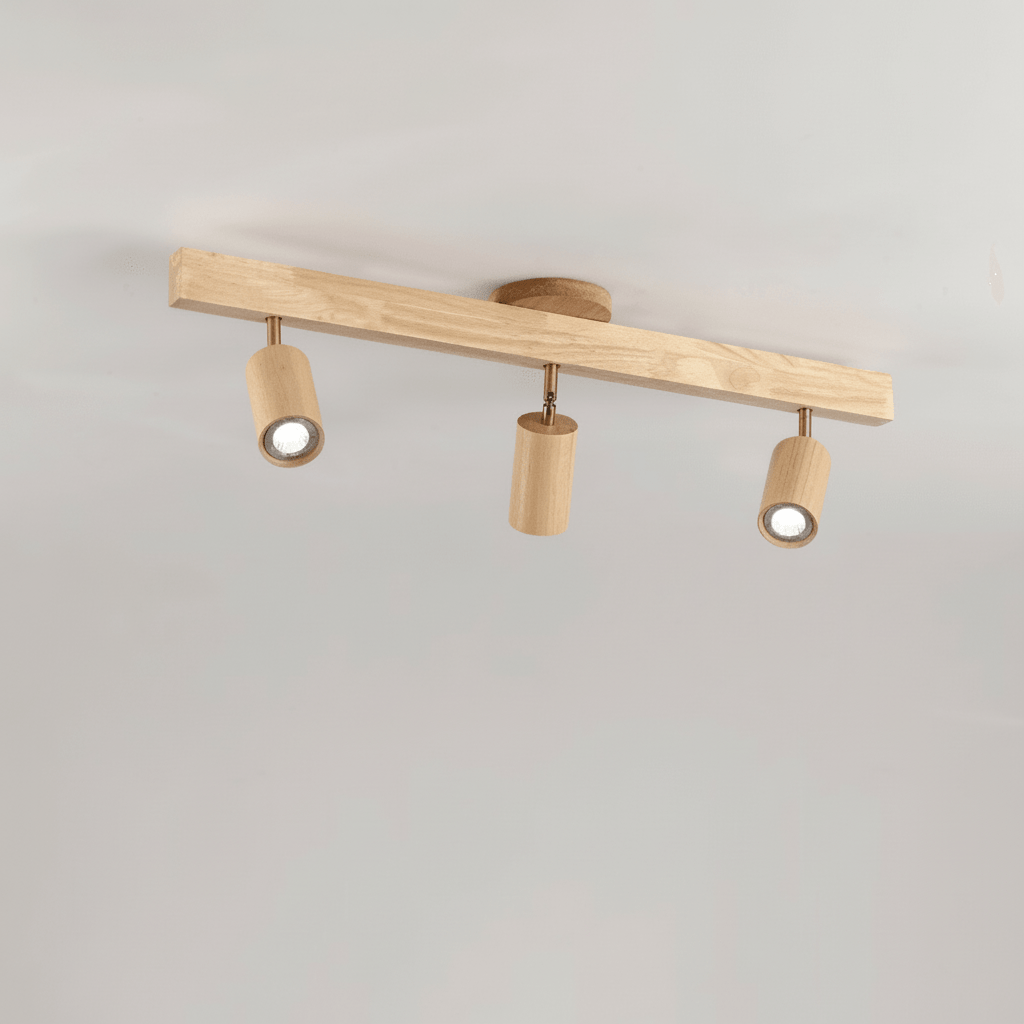 Lámpara de techo LED regulable de madera maciza