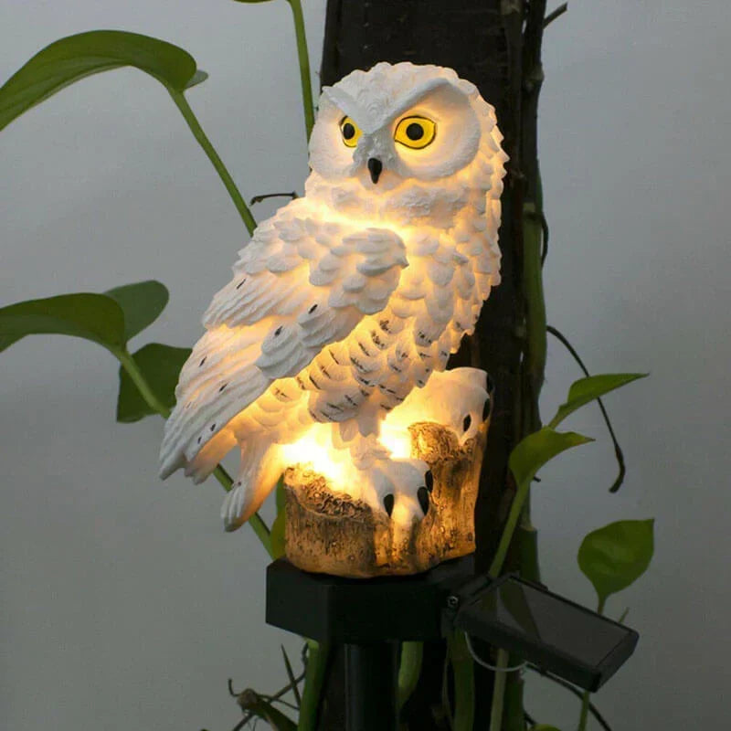 Lámpara solar de jardín con forma de búho, de 45 cm de altura, impermeable y decorativa para exteriores