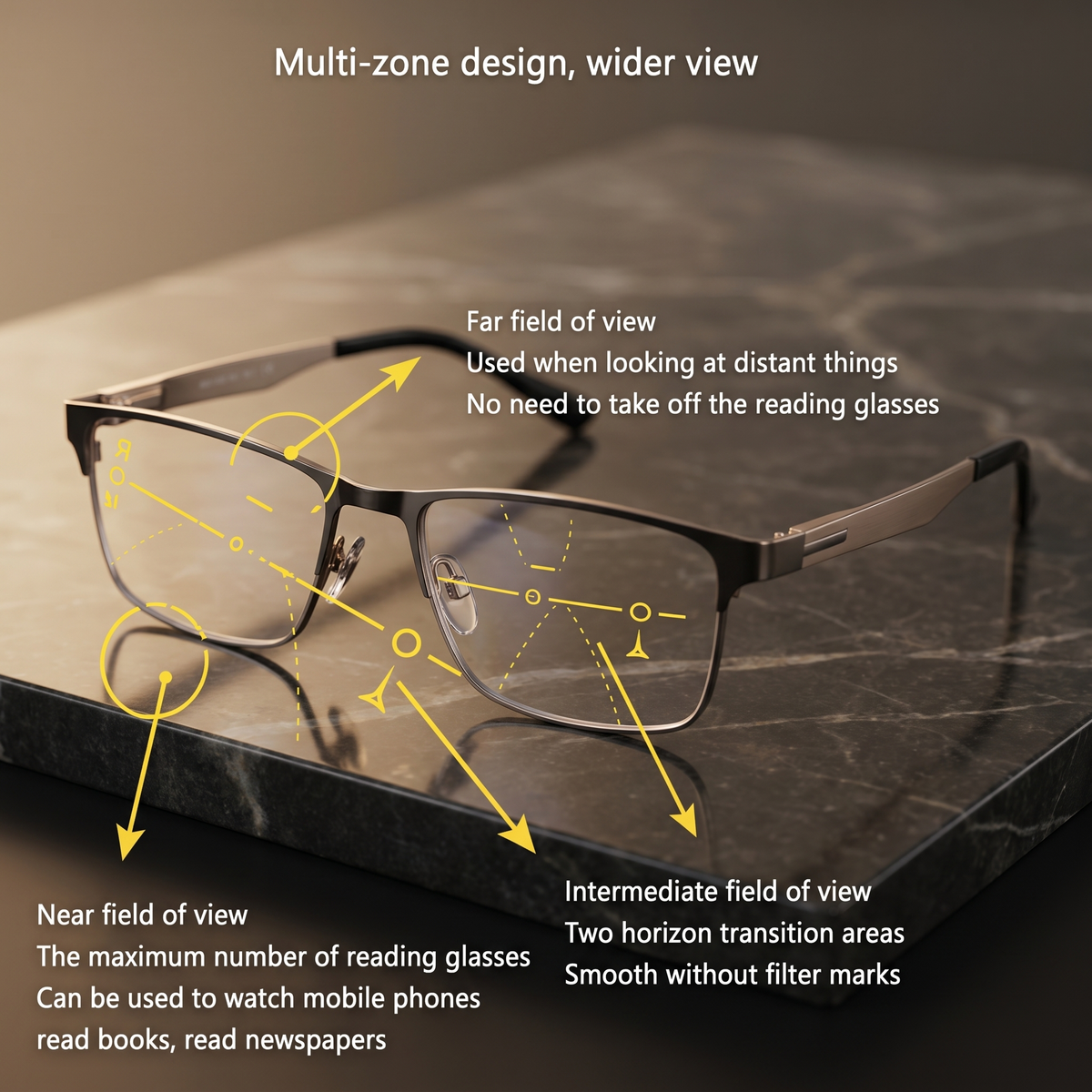 Lentes Graduadas Multifocales con Ajuste Inteligente de Luz para Mayor Claridad