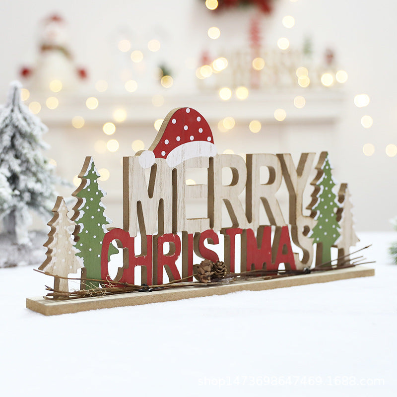 Letrero decorativo navideño de madera