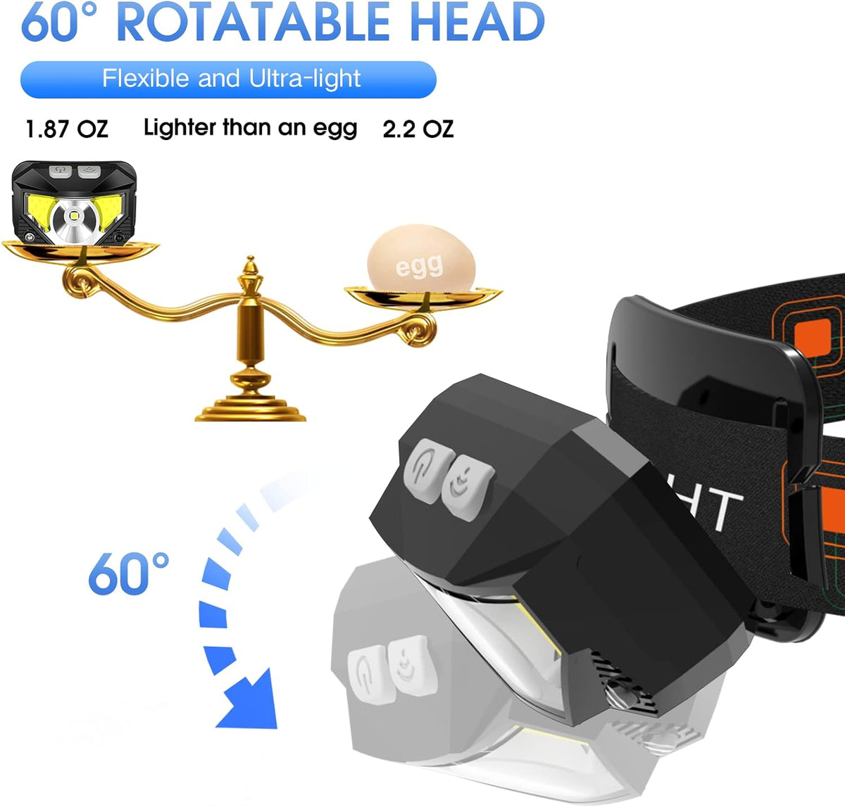 Linterna frontal LED: recargable, resistente al agua y con sensor de movimiento | Pack de 2 unidades