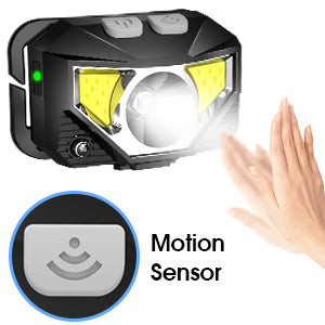Linterna frontal LED: recargable, resistente al agua y con sensor de movimiento | Pack de 2 unidades
