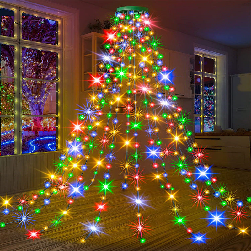 Luces en cascada para árbol de Navidad con anillo