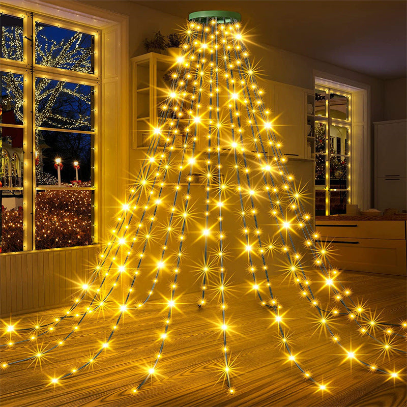 Luces en cascada para árbol de Navidad con anillo