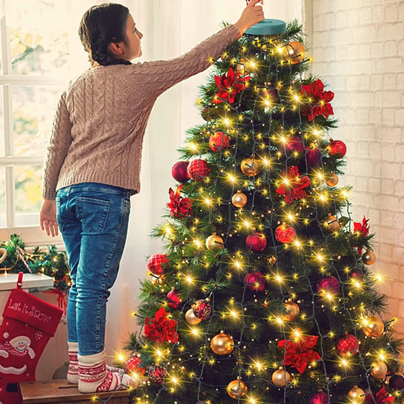 Luces en cascada para árbol de Navidad con anillo