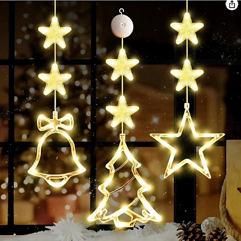 Luces LED navideñas para ventana – Adornos luminosos festivos