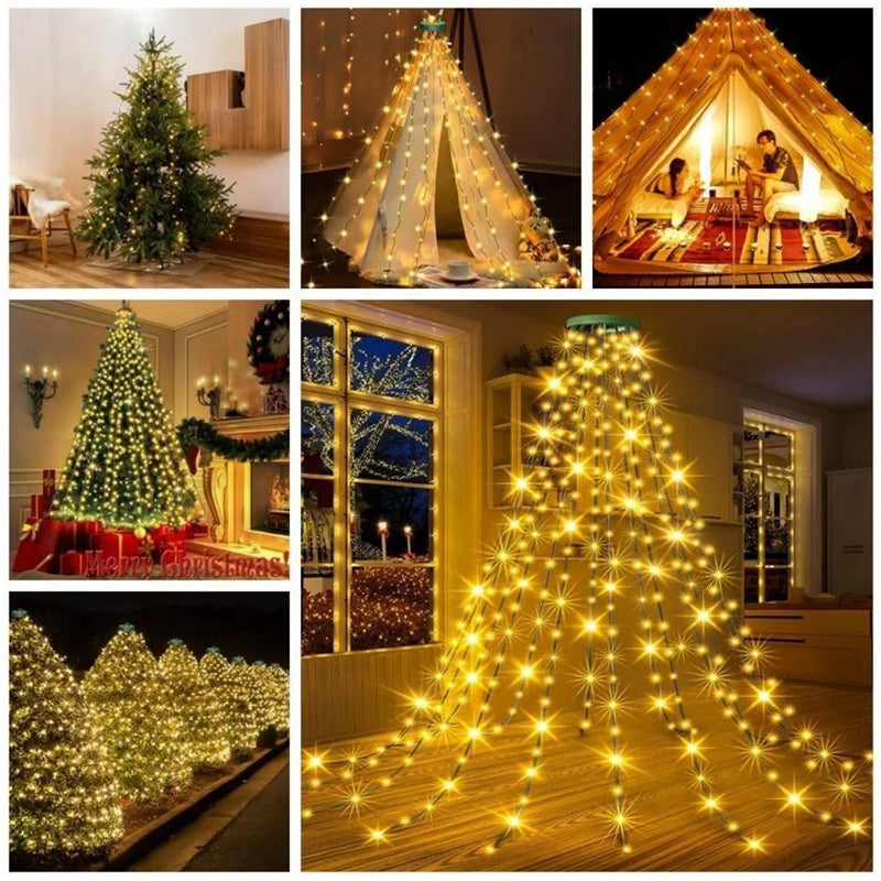 Luces para árbol de Navidad en cascada con mando a distancia