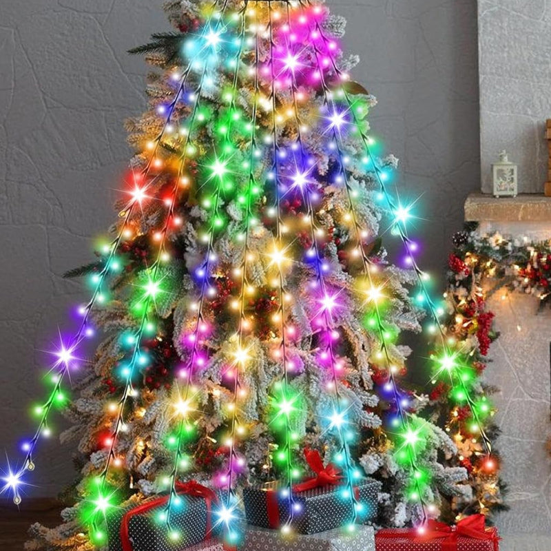 Luces para árbol de Navidad en cascada con mando a distancia