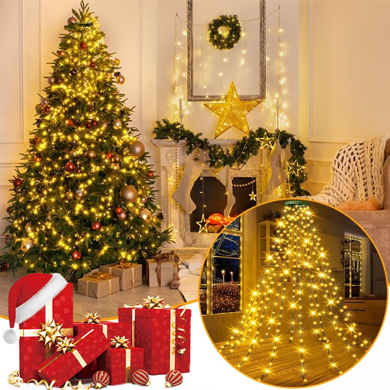 Luces para árbol de Navidad en cascada con mando a distancia