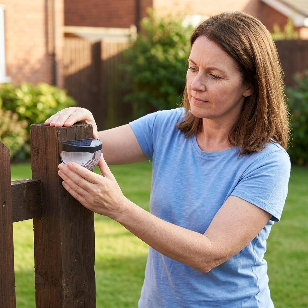 Luces Solares Decorativas para Valla con Luz Cálida en Forma de Abanico/Ondulada (Set de 6 Unidades)